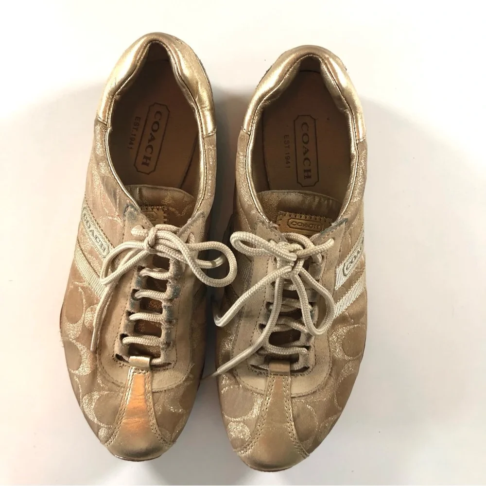 Coach Katelyn Gold, Y2K Vintage, Printed Logo Low Top Sneakers, Women’s 7, 2000s